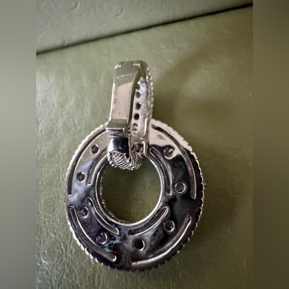 Judith Ripka Sterling Silver Textured Circle Pendant - Picture 7 of 10